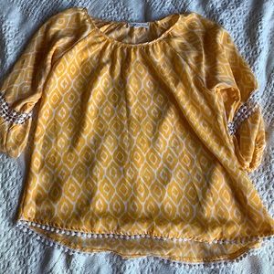 Copper Key Long Sleeve Formal Yellow Shirt